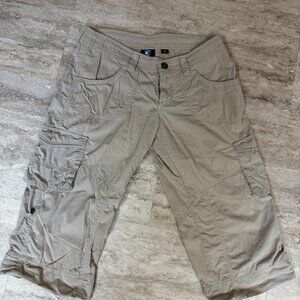 Kuhl Women’s Size 4 - Capri Hiking Cargo Pants - Beige - Lightweight Roll Tab